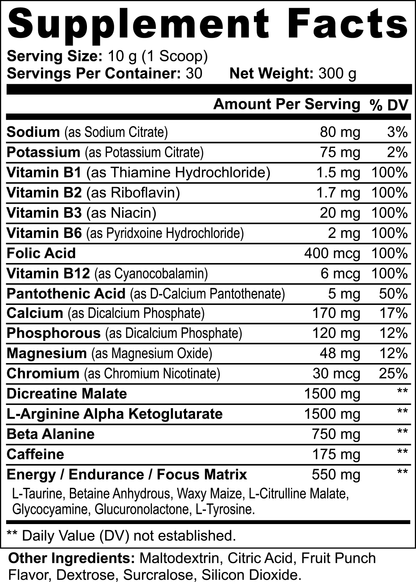 PRO Shock Pre-Workout Powder (Fruit Punch)